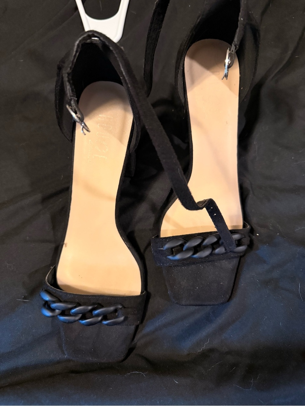Black Chain-Detail Ankle Strap Heels - Women